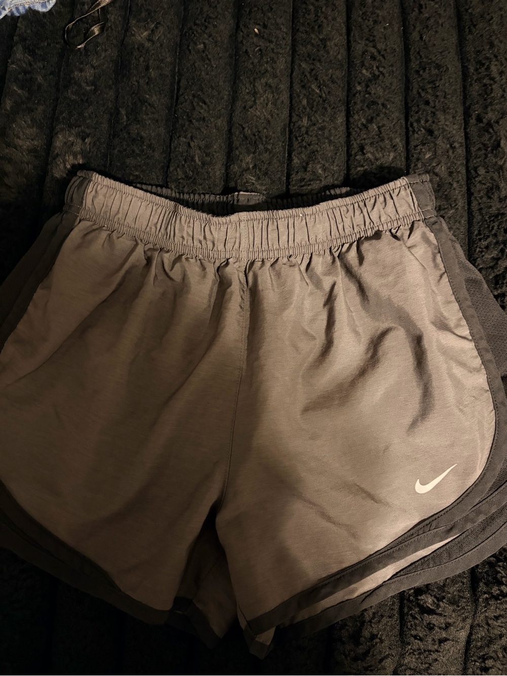 Nike Women's Gray and Black Athletic Shorts